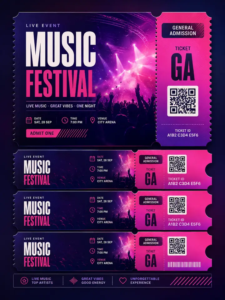Event Ticket editable PDF template preview
