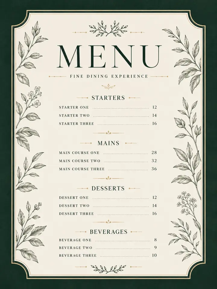 Elegant Menu